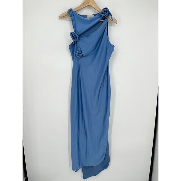 Coperni Asymmetric Flower Gown Satin Cut-Out Sleeveless Rosette Midi Maxi Dress - Picture 6 of 16